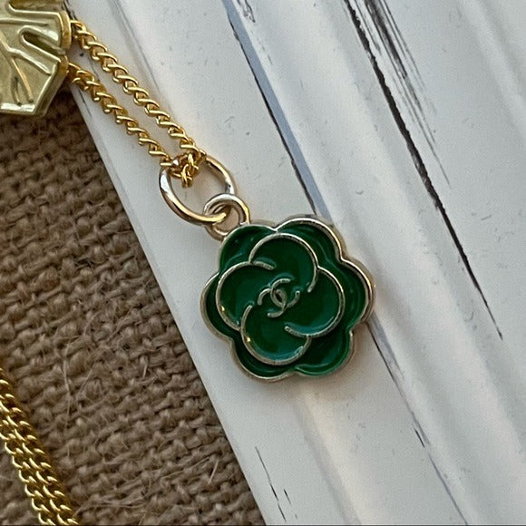 Upcycled Green Gold Designer Necklace